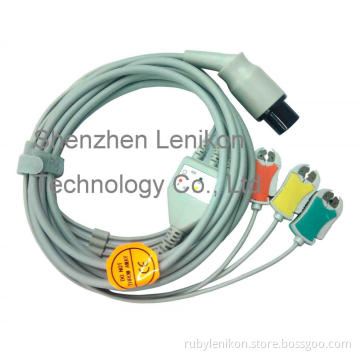 6 pins 3 lead clip  ECG Cable